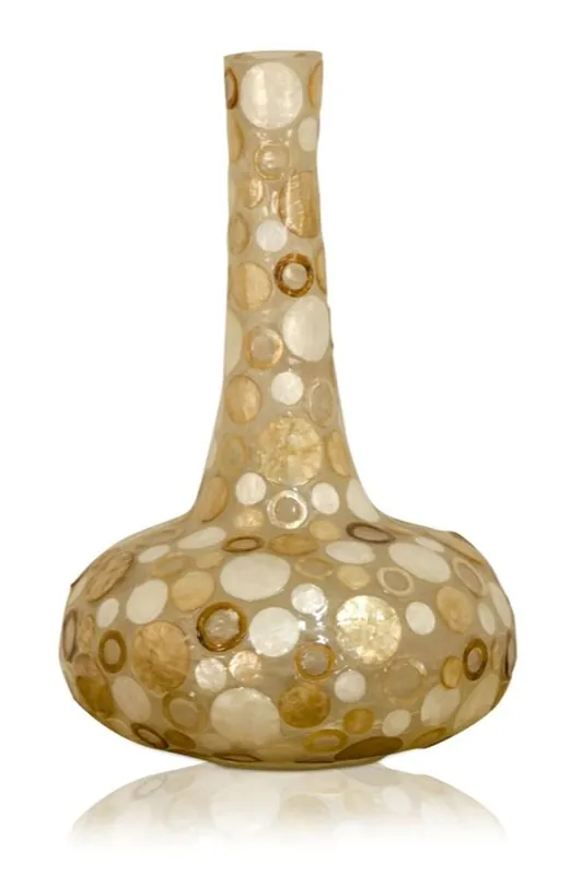 Casa Padrino deco jarrón de conchas Ø 26 x H. 43 cm - Anillos y Puntos Bestseller