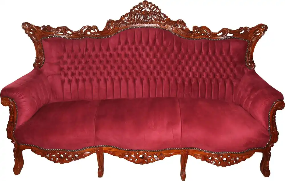 Sofá 3 plazas Barroco Casa Padrino Master en Burdeos / Marrón - Mobiliario de sala de estar Couch Lounge - Edición limitada Bestseller