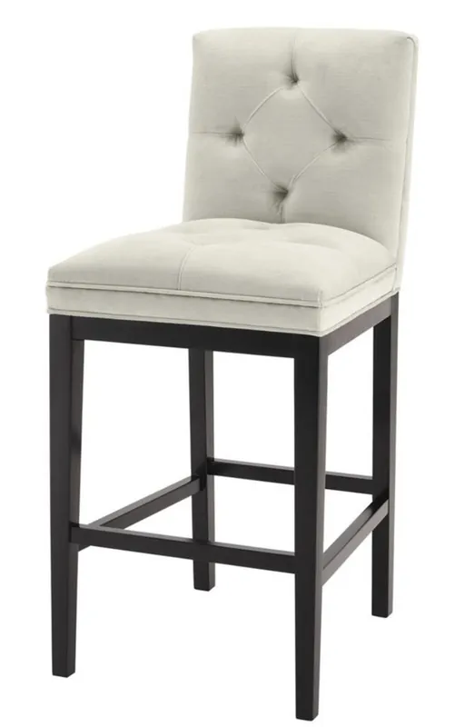 Must-Have Casa Padrino silla de bar de lujo gris claro / negro 51 x 63 x H. 110 cm - Hotel Restaurant Club Muebles