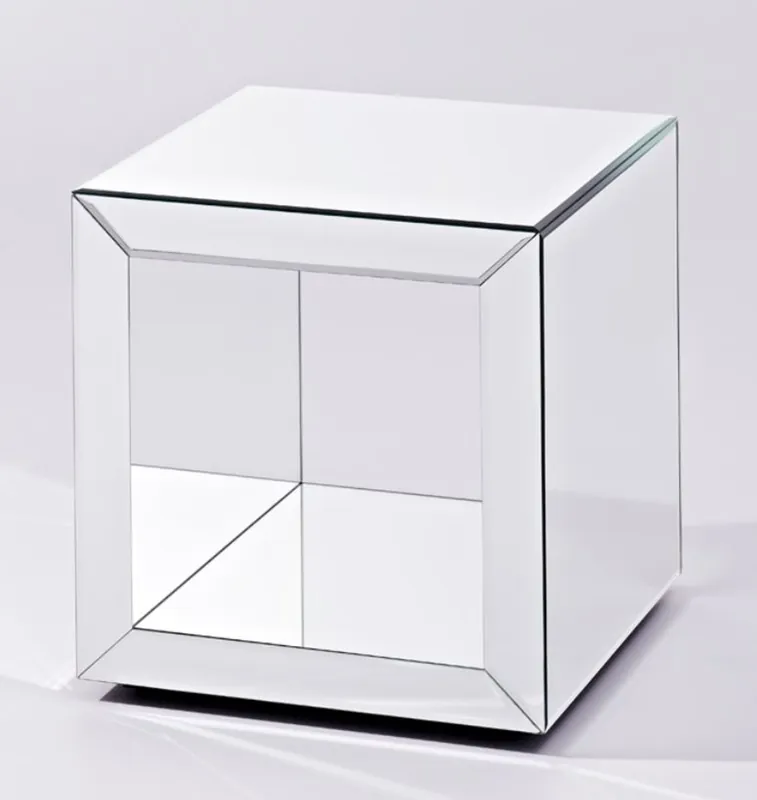 Casa Padrino mesa auxiliar de lujo de cristal espejo en diseño cubo 46 x 46 x H. 48 cm - Muebles de Salón de Diseño Sichere Zahlung