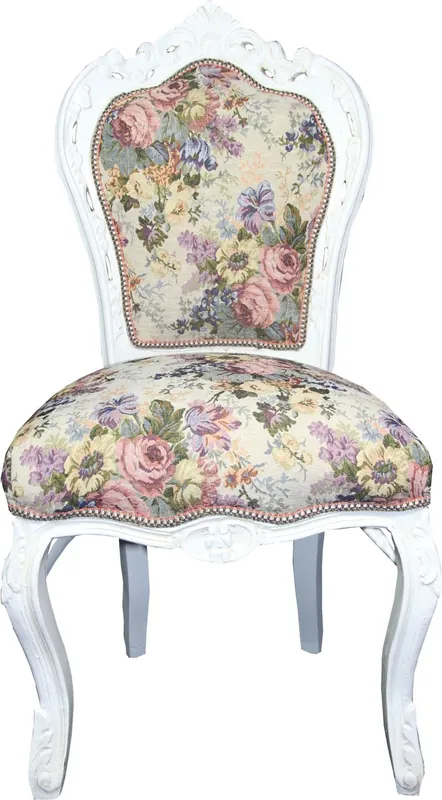 Heißes Angebot Silla de comedor barroca Casa Padrino Patrón de flores / Antique White Mod 2 - Muebles de estilo antiguo