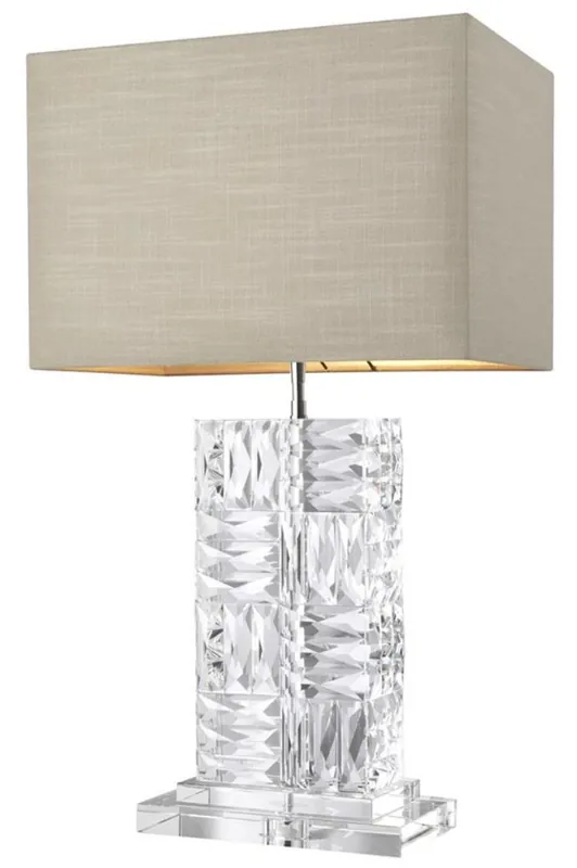 Letzte Chance Casa Padrino lámpara de mesa de cristal con pantalla natural 28 x 45 x H. 76,5 cm - Muebles y Accesorios de Lujo