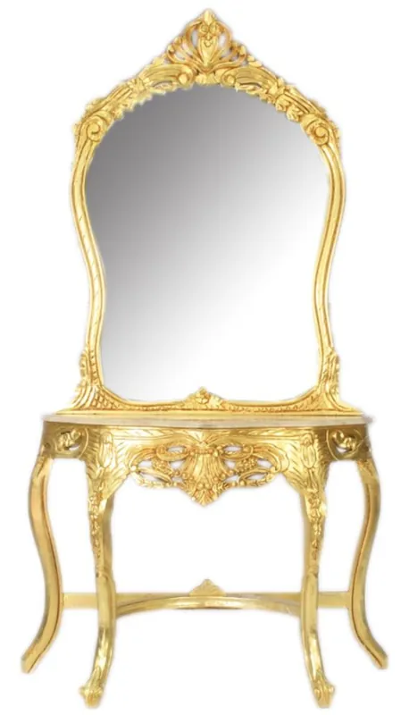 Casa Padrino Baroque Mirror Console Gold / Cream 95 x 40 x H. 190 cm - Baroque Style Make-Up Console Bestpreis