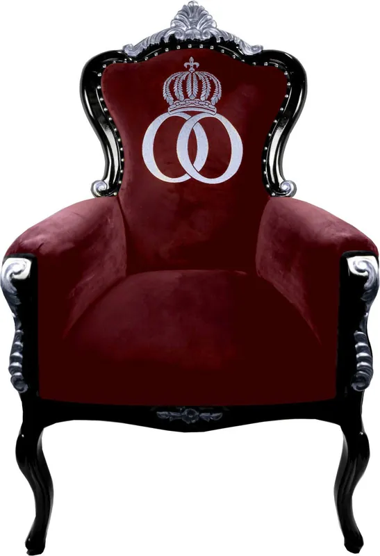 Finale Aktion Pompöös por barroco butaca Casa Padrino de lujo Bergere vino tinto / negro / plata - sillón Pompöös barroca diseñada por Harald Glööckler