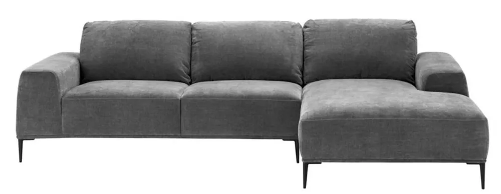 Casa Padrino sofá esquinero salón de lujo gris / negro 285 x 164 x H. 80 cm - Sofá de la Sala de Estar Neu