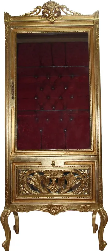Gabinete Barroco de la exhibición de Casa Padrino Oro / Burdeos - Gabinete de exhibición - Gabinete de cristal gabinete de la sala de estar - mirada antigua Heißes Angebot