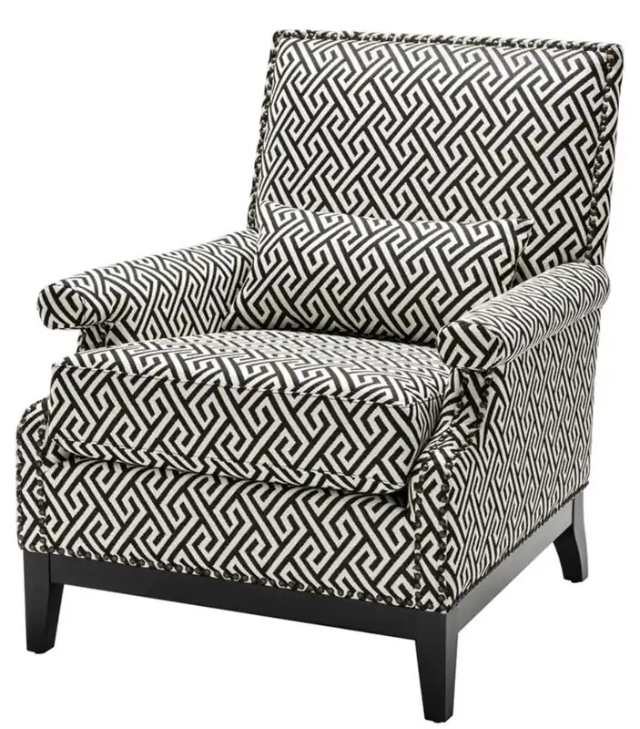 Neue Kollektion Casa Padrino sillón de lujo negro / blanco 75 x 85 x H. 93 cm - Muebles del Hotel