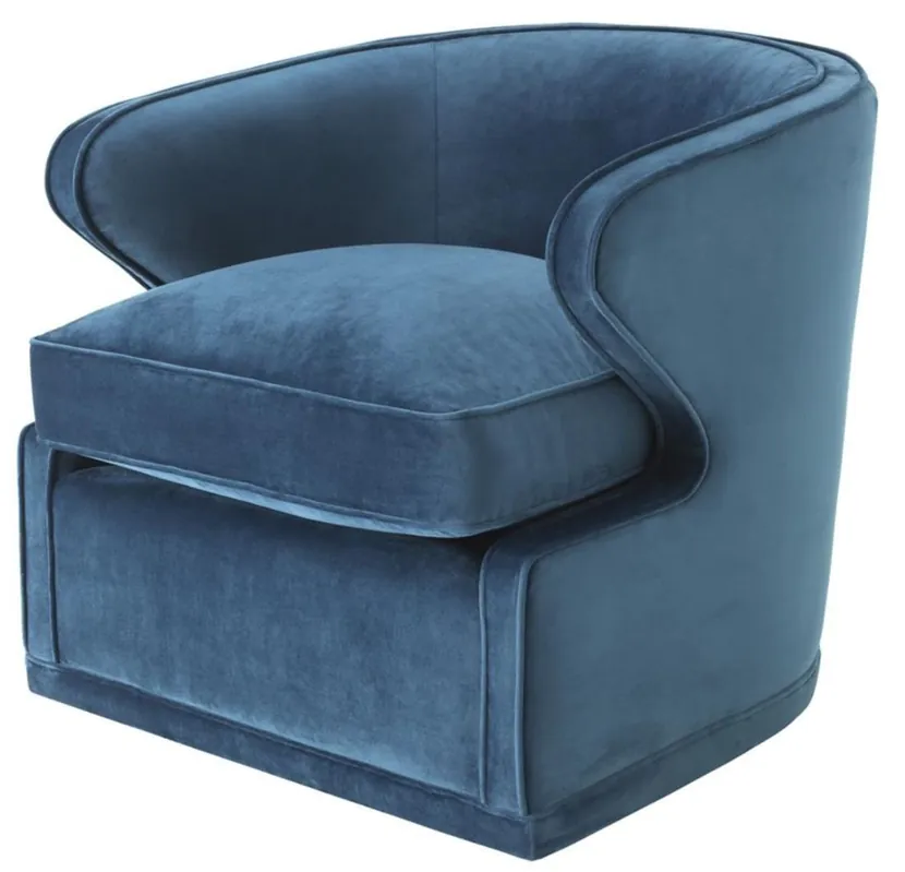 Saisonangebot Casa Padrino sillón de sala de estar / sillón giratorio azul 75 x 80 x H. 73 cm - Muebles de Salón de Lujo