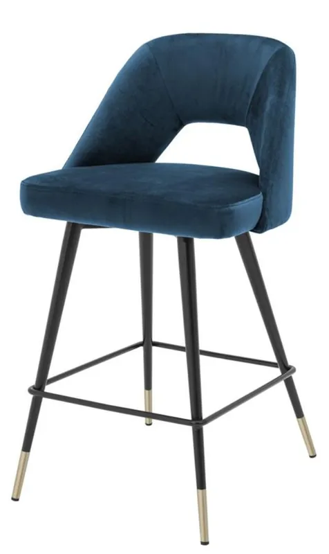 Versand Am Gleichen Tag Casa Padrino taburete de bar de lujo azul / negro 50 x 50 x H. 90 cm - Taburete de Bar de Lujo con Respaldo