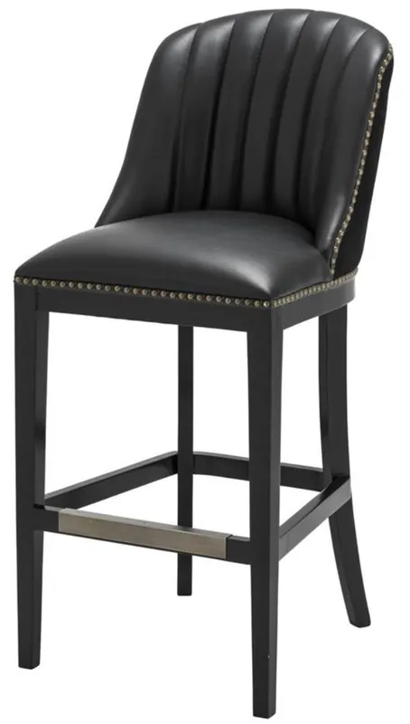 Casa Padrino taburete de bar de lujo negro 49,5 x 61 x H. 115 cm - Taburete de Bar de Lujo con Respaldo Angebot