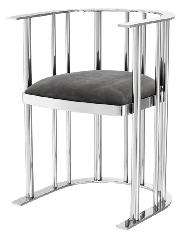 Casa Padrino silla de diseño con reposabrazos plata / gris oscuro 54.5 x 53 x H. 68 cm - Muebles de Diseño Wochenendangebot