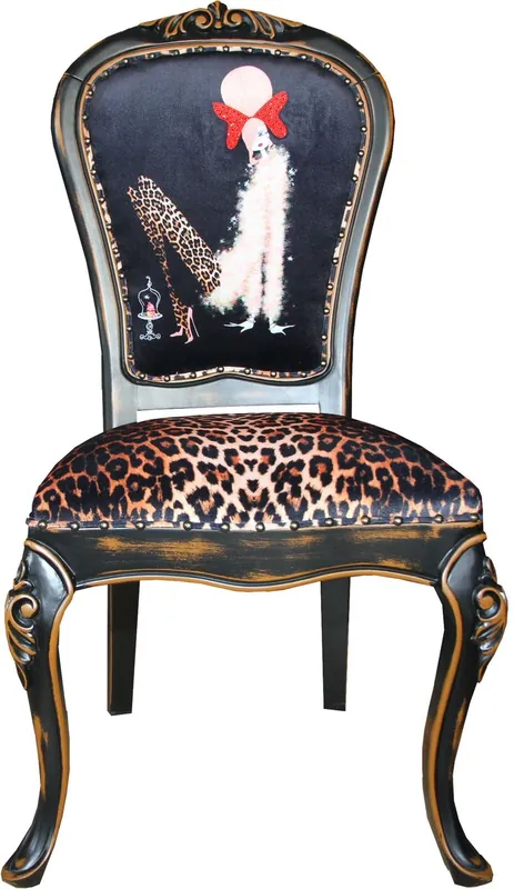 Silla de comedor barroca Casa Padrino Luxury Leopard / Black / Brown Lady con tacones altos Top-Angebot