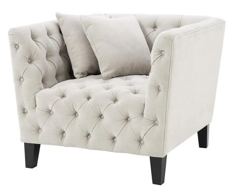 Garantierte Lieferung Casa Padrino sillón de lujo arena / negro 96 x 92 x H. 78 cm - Muebles Chesterfield