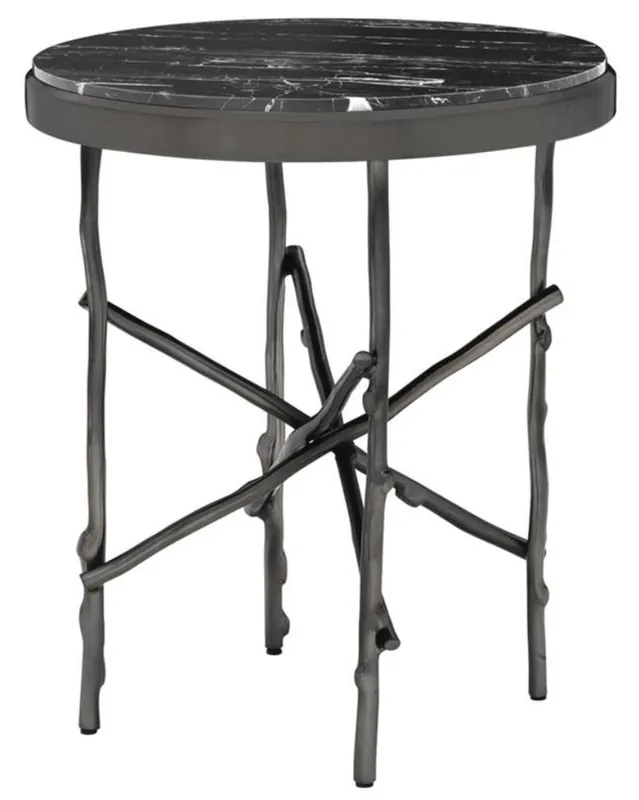 Preis Gesenkt Casa Padrino mesa auxiliar de lujo bronce / negro Ø 50,5 x H. 58,5 cm - Muebles de Lujo