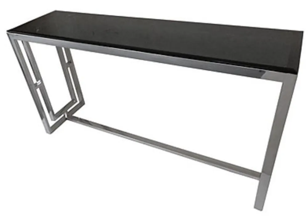 Bestpreis Casa Padrino consola plata / negro 150 x 40 x H. 78 cm - Mesa Consola con Tapa de Cristal Negro
