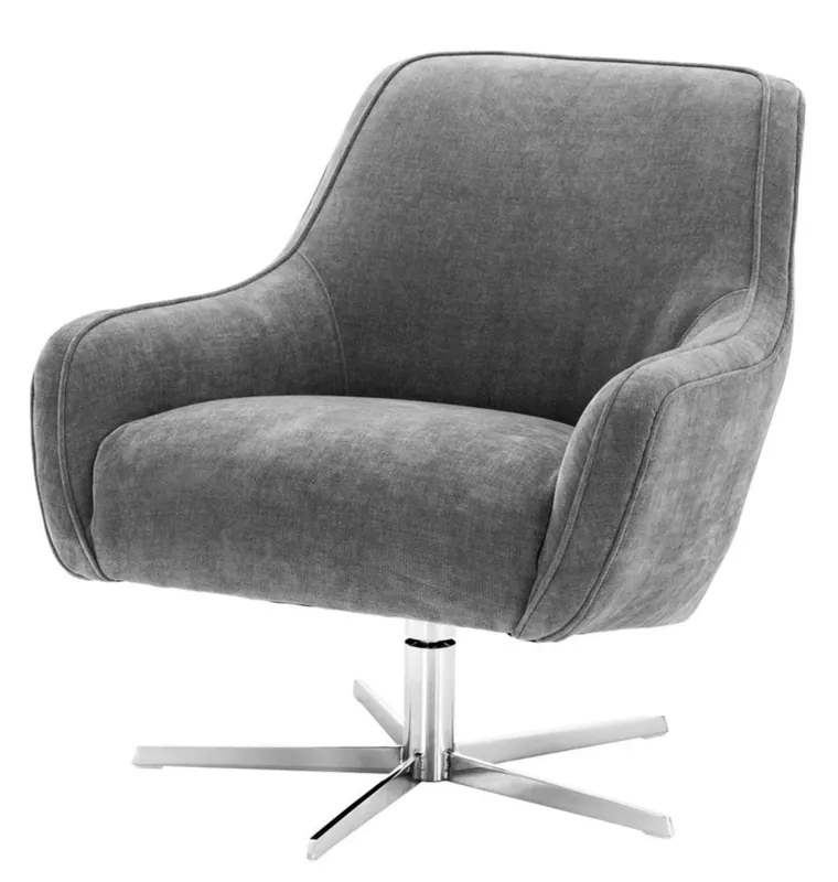 Neuheit Casa Padrino sillón giratorio gris / plateado 76 x 80 x H. 82 cm - Muebles de Lujo