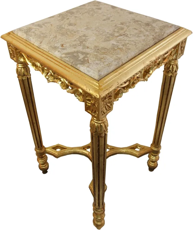 Top-Seller Casa Padrino Baroque Side Table Square Gold con Cream Marble Top 40 x 40 x H 72.5 cm Antique Style - Teléfono Flower Table