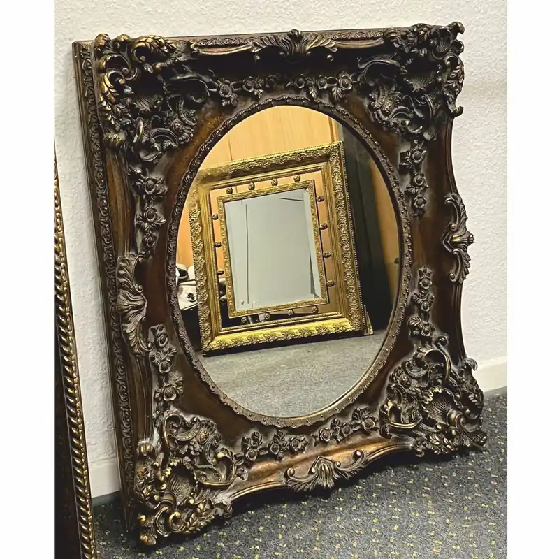 Echt Casa Padrino espejo barroco oro antiguo / gris A. 88 cm - Muebles de estilo barroco