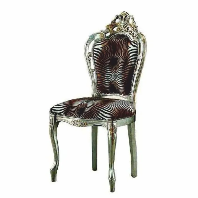 Solange Der Vorrat Reicht Casa Padrino Silla de Comedor Barroco de Lujo Marrón / Negro / Plata / Oro - Muebles Barrocos