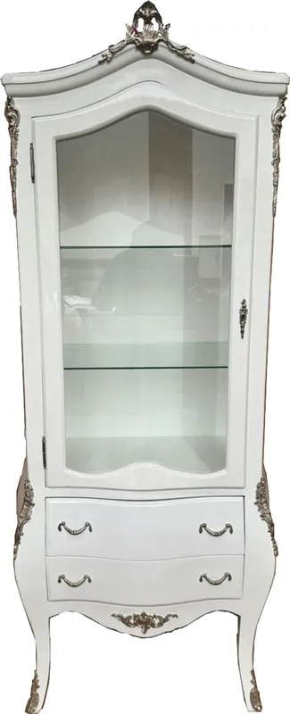 Casa Padrino vitrina barroco blanco / plata H. 185 cm - Muebles barrocos Neue Ware