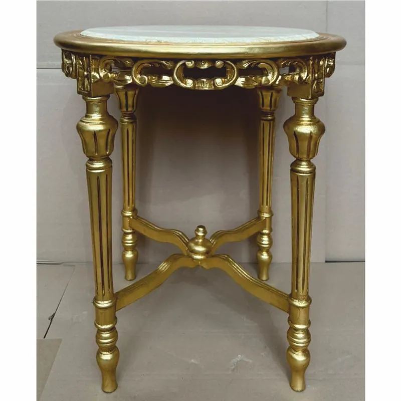 Casa Padrino mesa auxiliar barroco oro / gris Ø 60 x A. 72 cm - Muebles barrocos Must-Have