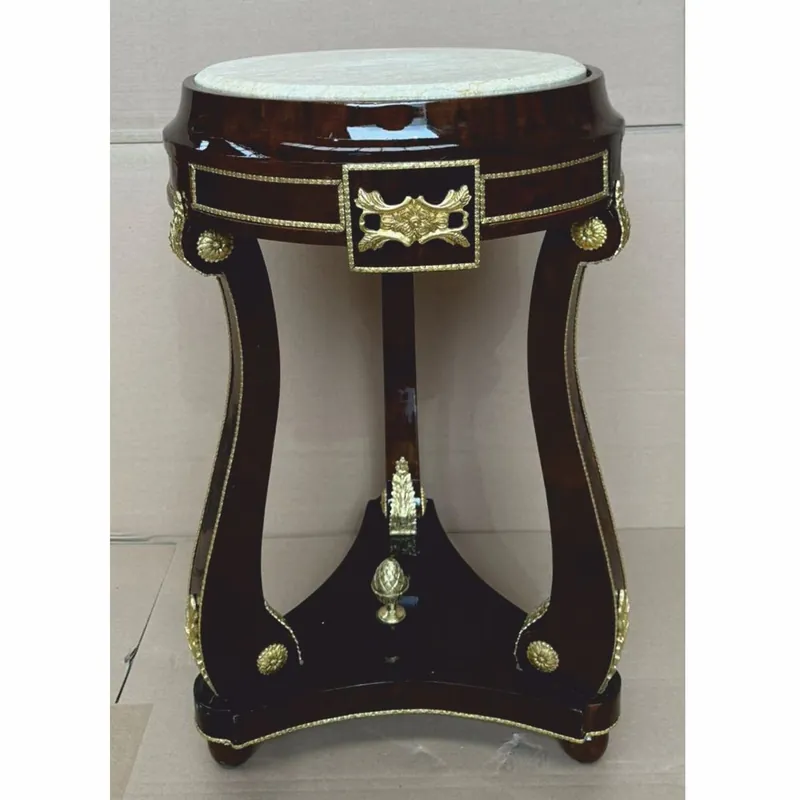 Casa Padrino mesa auxiliar barroco con tapa de mármol marrón oscuro / oro / gris A. 73 cm Schnäppchen