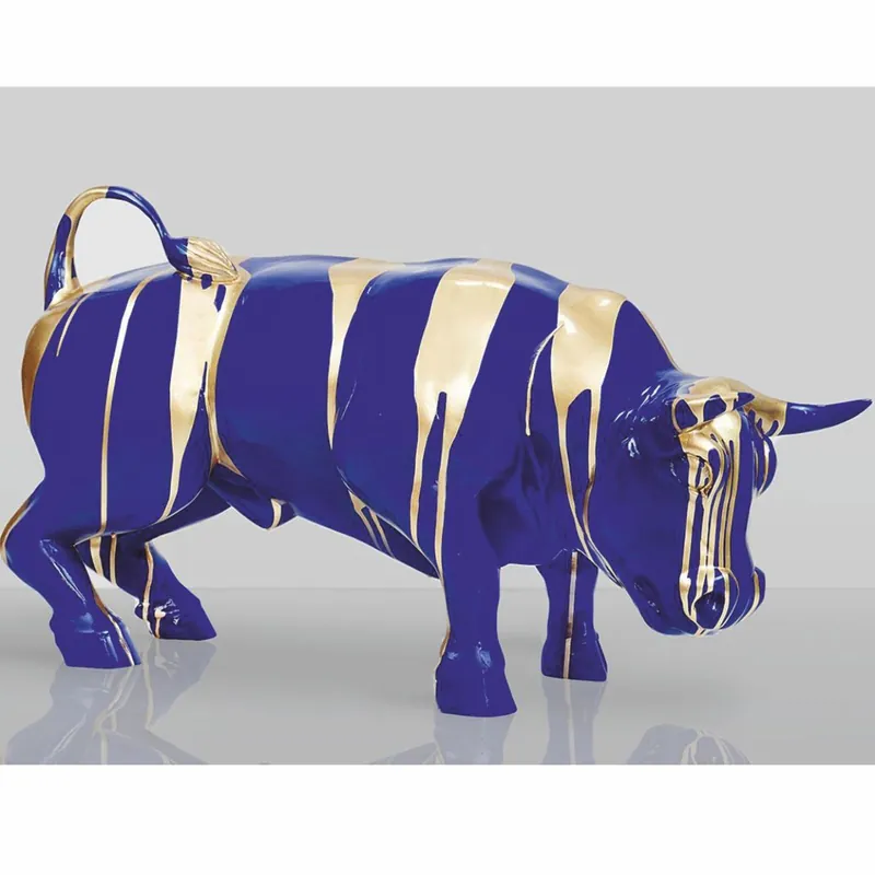 Casa Padrino escultura a decorativa toro azul / oro 81 cm - Figura de jardín Solange Der Vorrat Reicht