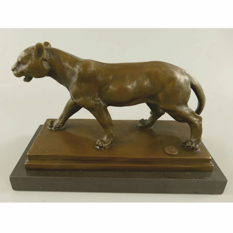 Direktkauf Casa Padrino escultura de bronce pantera sobre base de mármol 24 cm - Accesorios decorativos