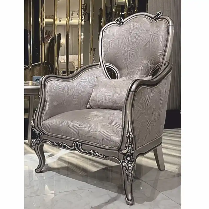 Casa Padrino sillón barroco de lujo con almohada plata A. 113 cm - Muebles de salón de estilo barroco Preisknaller