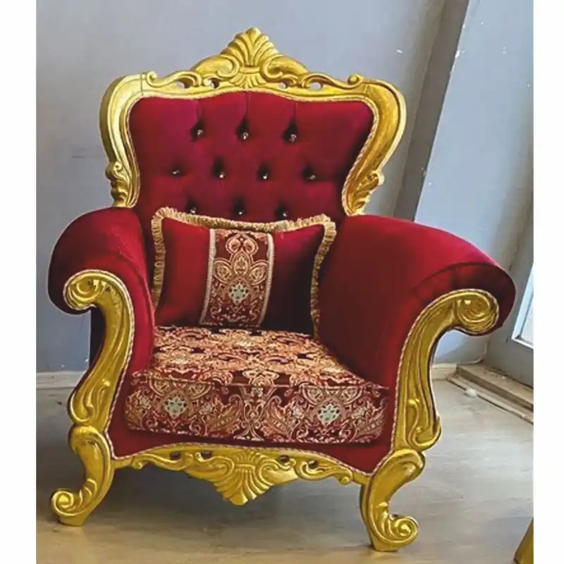 Casa Padrino sillón barroco de lujo con pedrería rojo burdeos / oro - Muebles de estilo barroco de lujo Billig