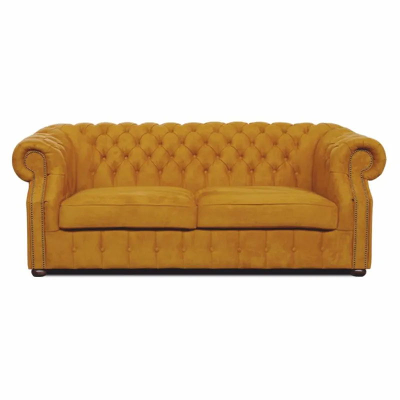 Heißes Angebot Casa Padrino Sofá Chesterfield de Lujo de Terciopelo Ocre / Marrón Oscuro 200 cm - Muebles de Salón