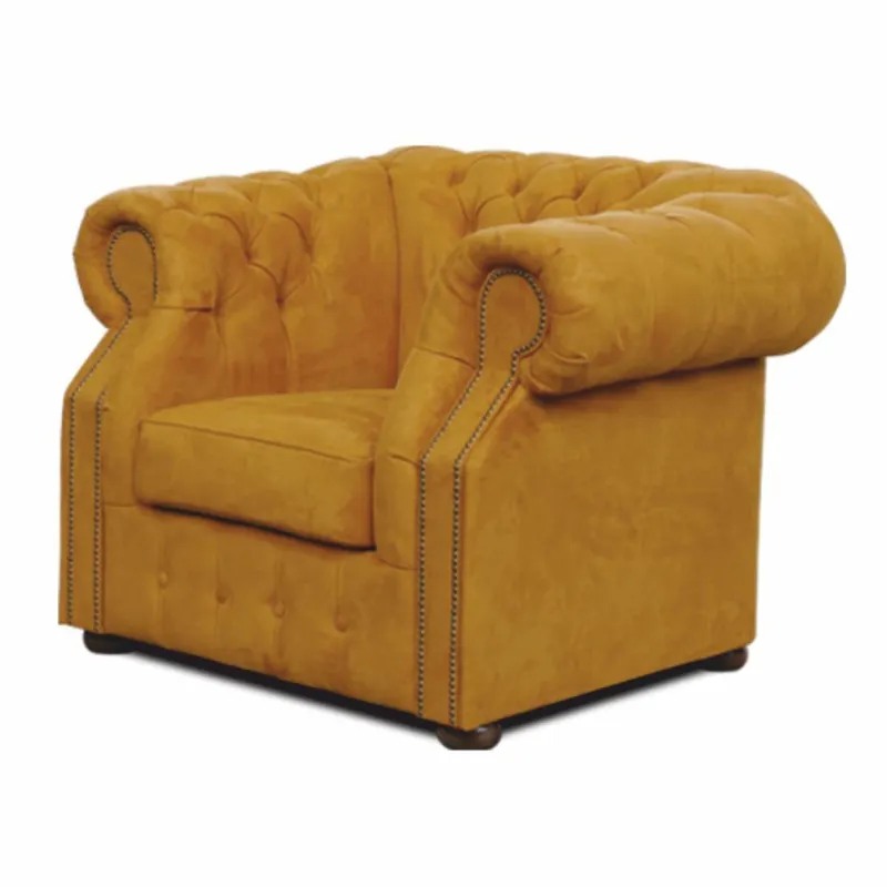 Direktkauf Casa Padrino Sillón Chesterfield de Lujo de Terciopelo Ocre / Marrón Oscuro - Muebles Chesterfield