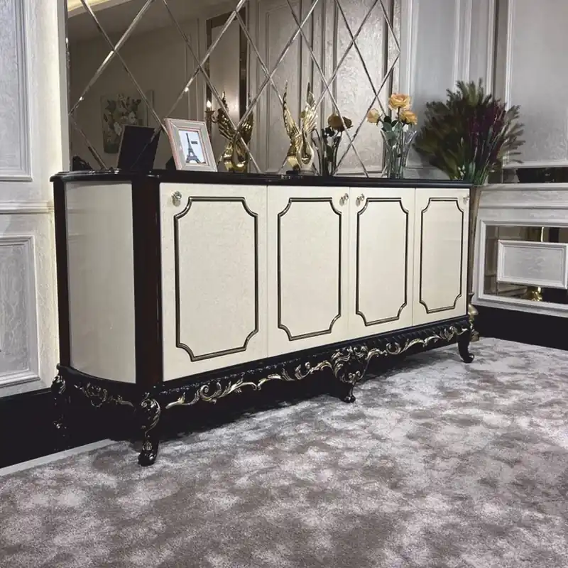 Casa Padrino aparador barroco de lujo crema / marrón oscuro / oro 230 cm - Muebles de estilo barroco Abverkauf