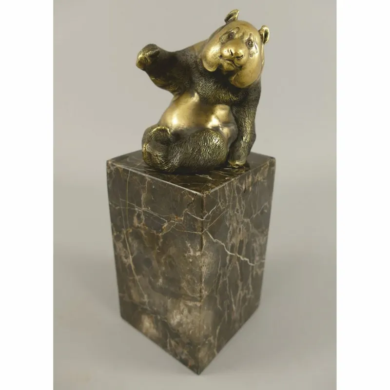 Expressversand Casa Padrino escultura de bronce oso panda oro / negro A. 21 cm - Figura de bronce