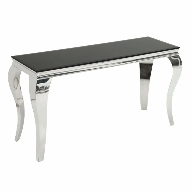 Sichere Zahlung Casa Padrino consola barroco de acero inoxidable con tapa de vidrio plata / negro 145 cm