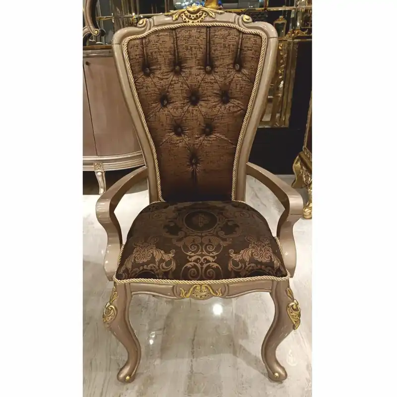 Mega-Angebot Casa Padrino silla de comedor barroco de lujo con reposabrazos negro / gris / oro A. 113 cm - Muebles barrocos