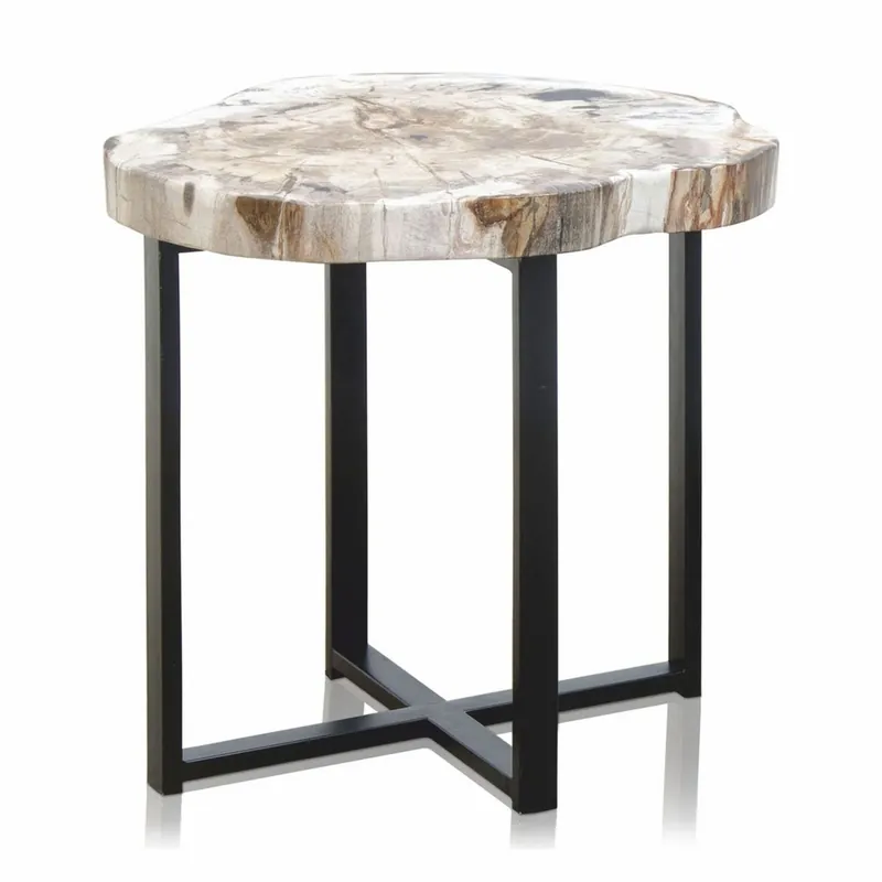 Nur Für Kurze Zeit Casa Padrino mesa auxiliar de lujo con tablero de madera petrificada A. 45 cm - Muebles de lujo