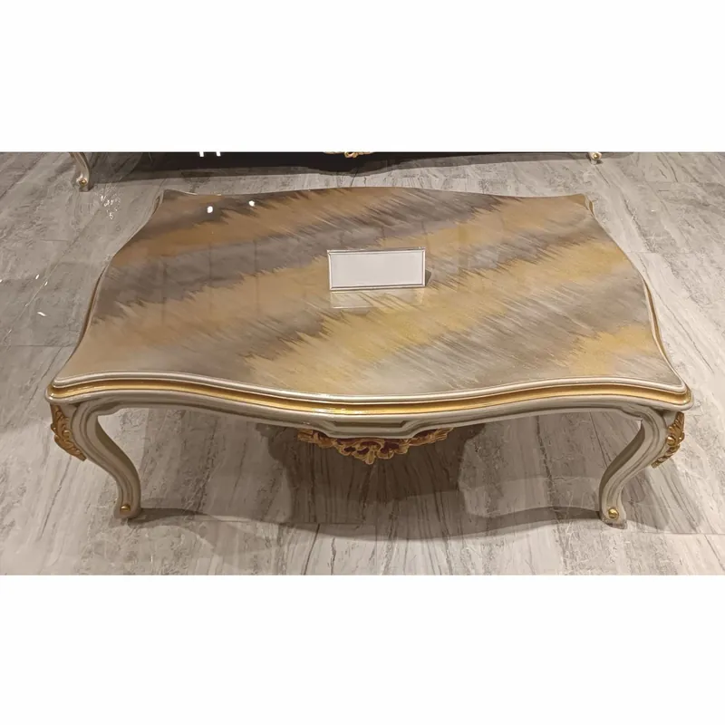 Casa Padrino mesa de centro barroco de lujo gris / oro 127 cm - Muebles de salón de estilo barroco Begrenztes Angebot