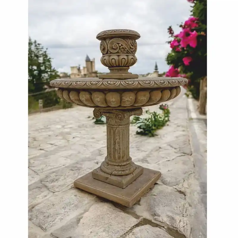 Casa Padrino fuente barroco con maceta beige antiguo A. 137 cm - Magnífica fuente de jardín Ausverkauf