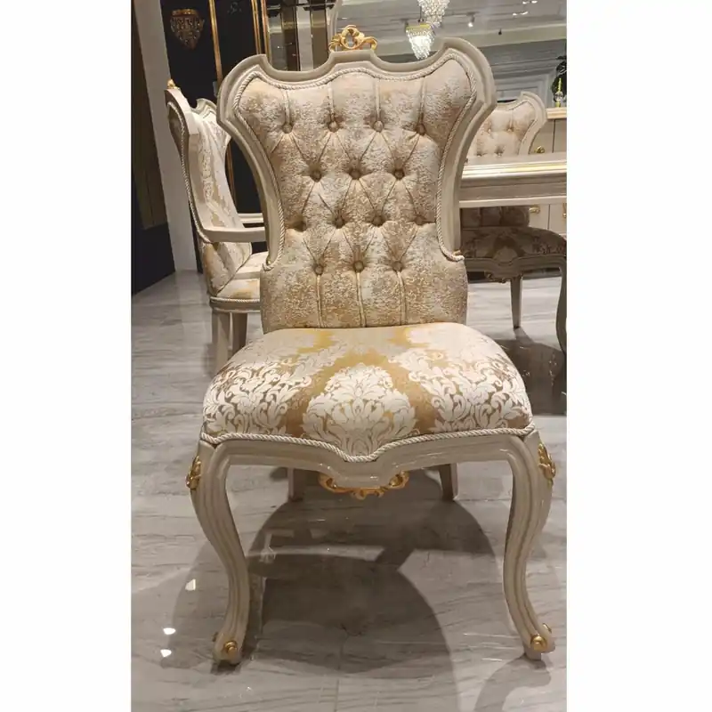 Casa Padrino silla de comedor barroco de lujo oro / blanco / gris / oro A. 110 cm - Muebles de comedor barrocos Sofort Bestellen