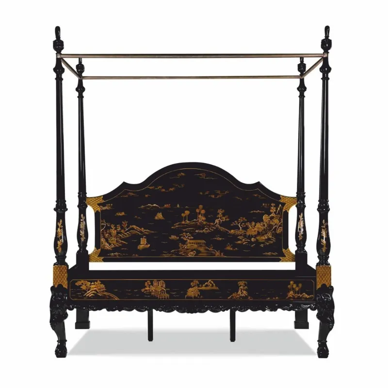 Angebot Casa Padrino cama con dosel de estilo chino barroco de lujo negro / oro - Muebles de dormitorio
