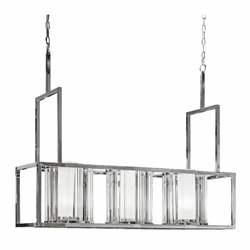 Casa Padrino lámpara colgante de metal con pantalla de vidrio plata 120 cm Schneller Versand