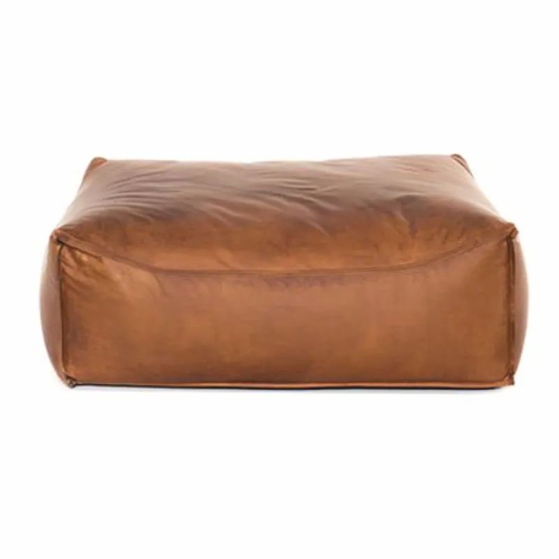 Casa Padrino taburete de lujo de cuero genuino marrón claro 107 x 107 x A. 43 cm - Muebles de cuero Sofort Bestellen