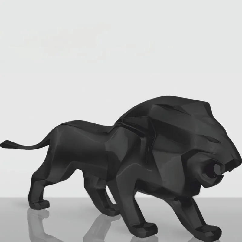 Casa Padrino escultura decorativa XXL león negro mate 290 cm - Figura animal abstracta Top-Seller