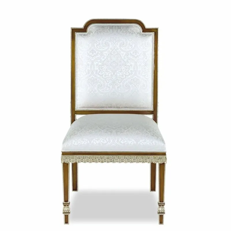Casa Padrino silla de comedor barroco de lujo de caoba blanco / marrón / oro A. 102 cm - Muebles barrocos Preis Gesenkt