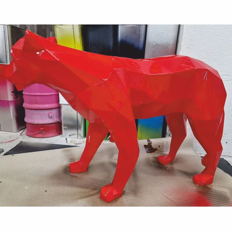 Casa Padrino escultura decorativa puma gato rojo 150 cm - Figura decorativa abstracta Bestpreis