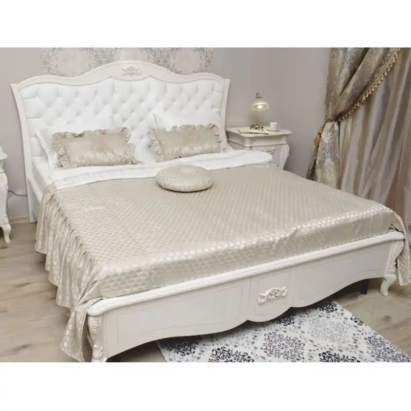 Casa Padrino cama doble barroco de lujo blanco - Muebles de dormitorio barrocos Abverkauf