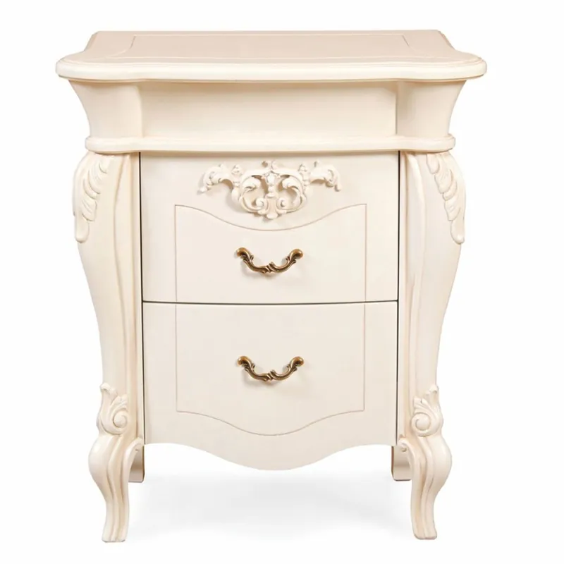 Casa Padrino mesita de noche barroco de lujo con 2 cajones crema / bronce A. 70 cm Highlight
