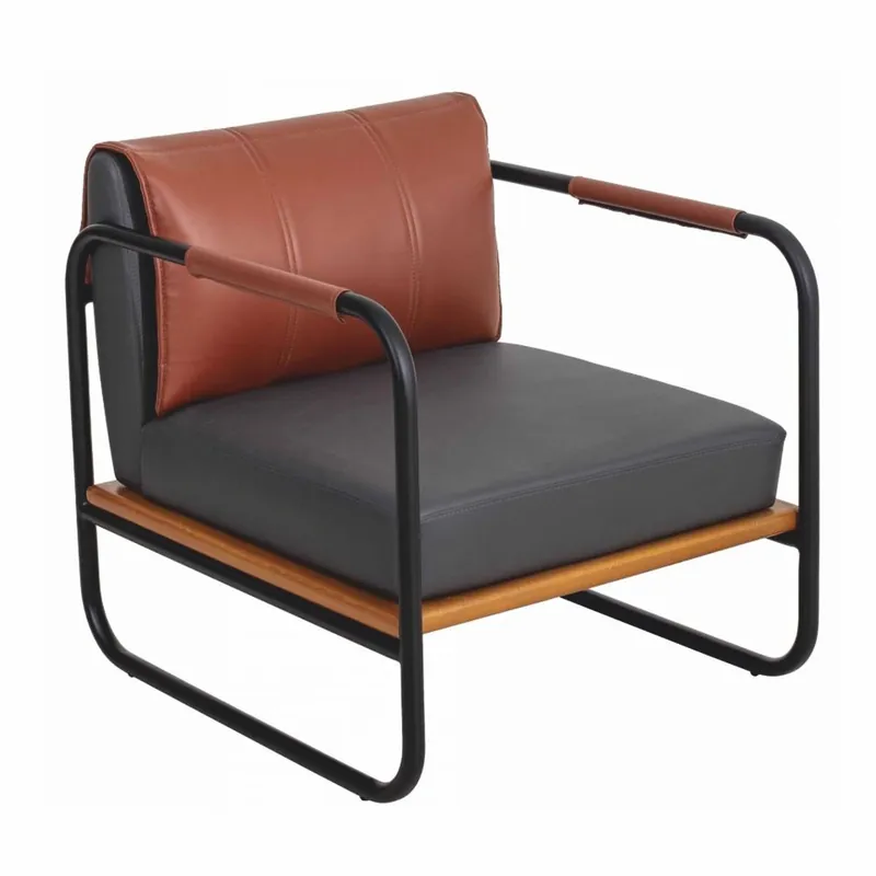 Casa Padrino sillón de lujo de cuero artificial gris / marrón / natural / negro - Muebles de lujo Nur Für Kurze Zeit