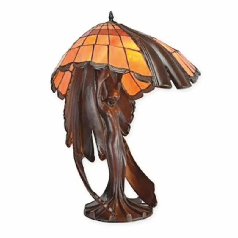 Mega-Angebot Casa Padrino lámpara de mesa Art Deco Tiffany marrón / naranja A. 65 cm - Lámparas Tiffany